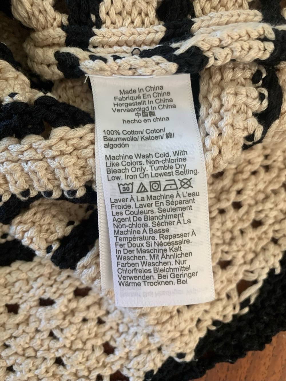 MADEWELL Sweater Tank Size M Crochet-Stitch Cotton Black Tan Cottagecore BOHO 🆕 - Picture 7 of 15